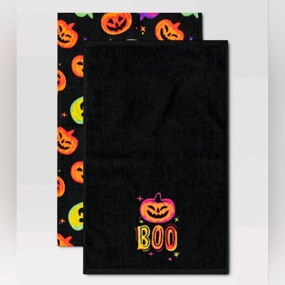 Target 2pk Halloween Kitchen Terry Towels Pumpkin BOO Hyde and EEK - Picture 1 of 3